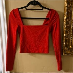 Babaton Red Square Neck Crop Top